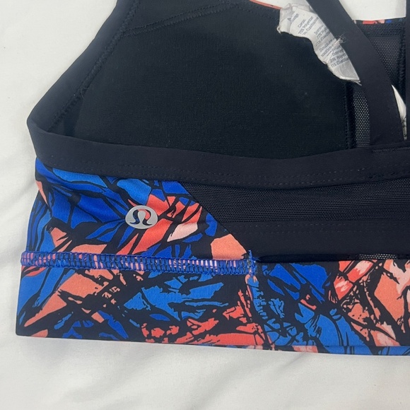 Lululemon Rise and Run Bra Sz 4 Mini Paint Harbor Blue Multi Black Strap - Picture 7 of 10